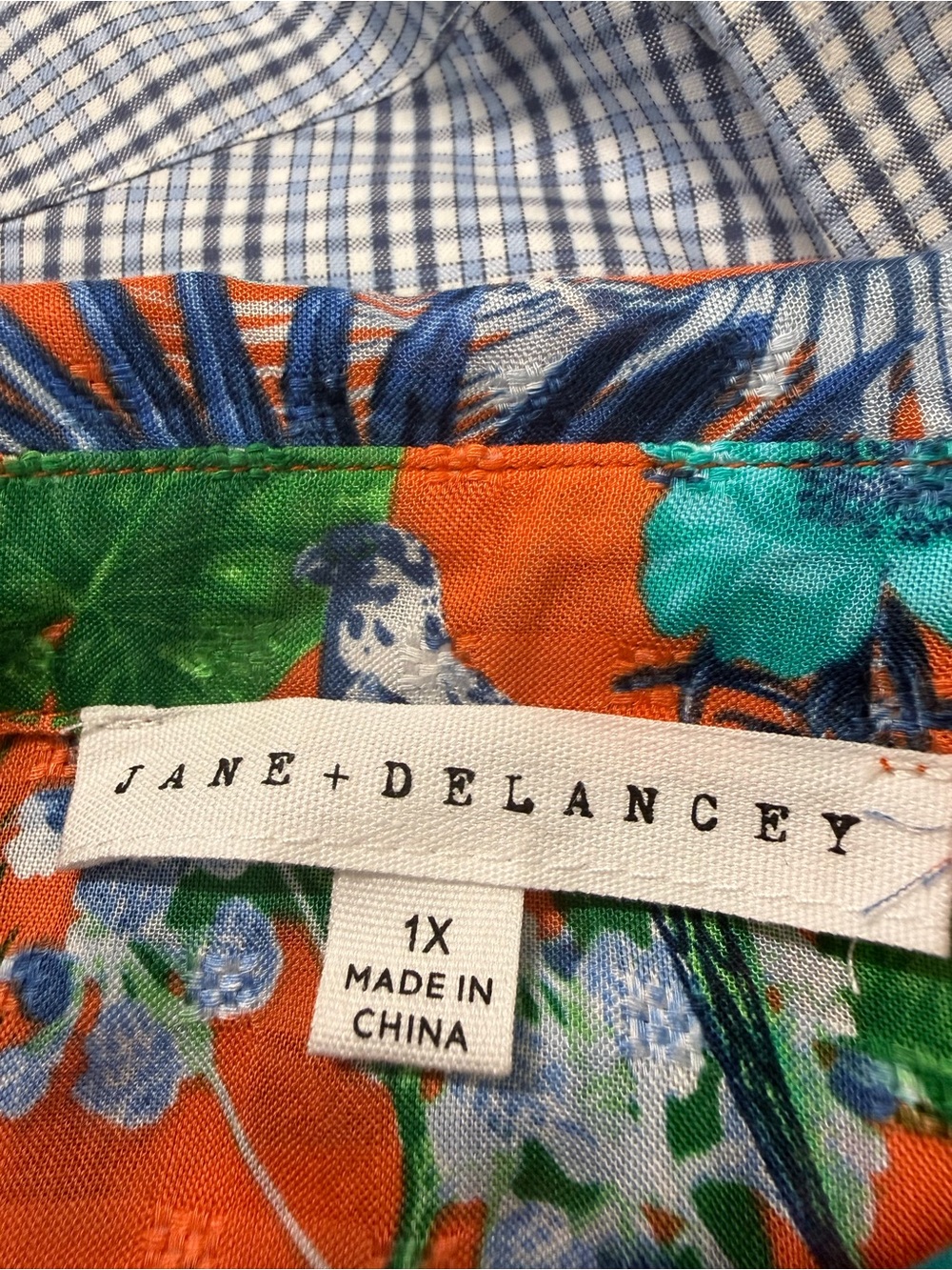 Jane & Delancey Orange Tropical Print Button Down Cardigan Duster Blouse 1X - Picture 5 of 7